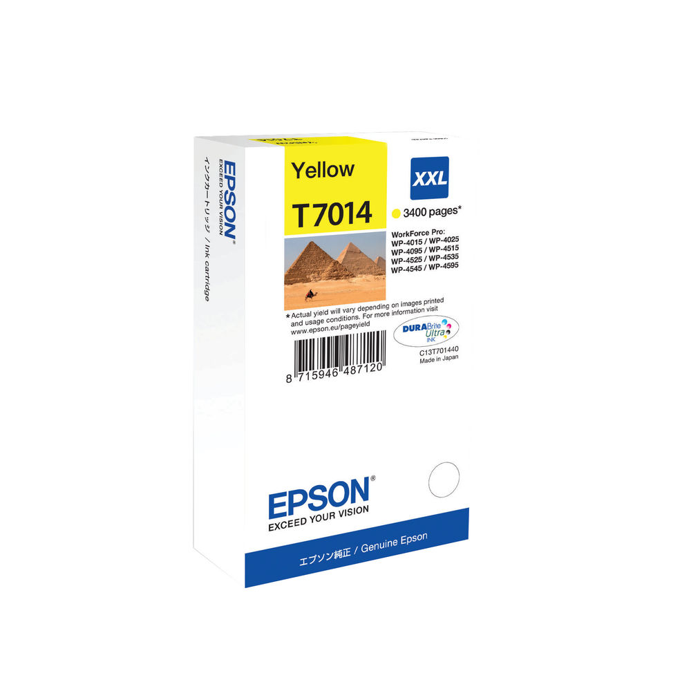 Epson T7014 Yellow Extra High Yield Inkjet Cartridge C13T70144010 / T7014