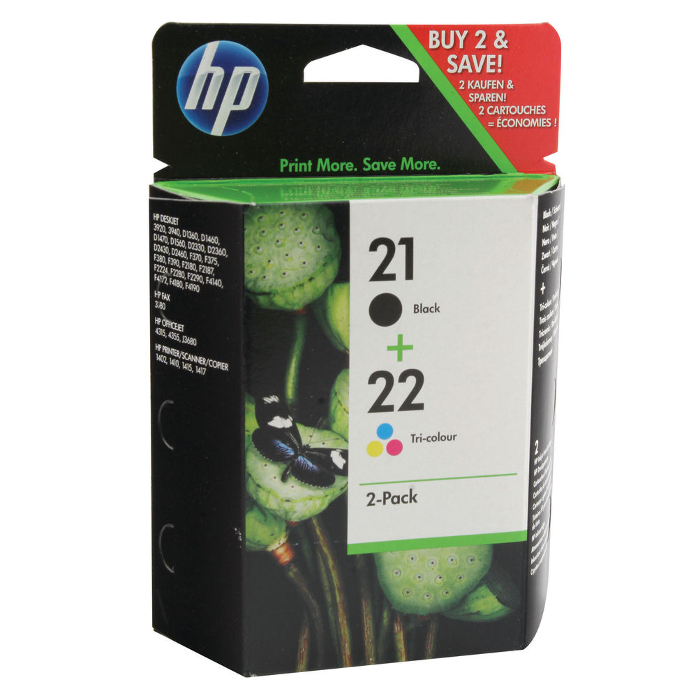 HP21 & 22 (Black & Tri Colour) Ink Cartridge Combo Pack - SD367AE ...