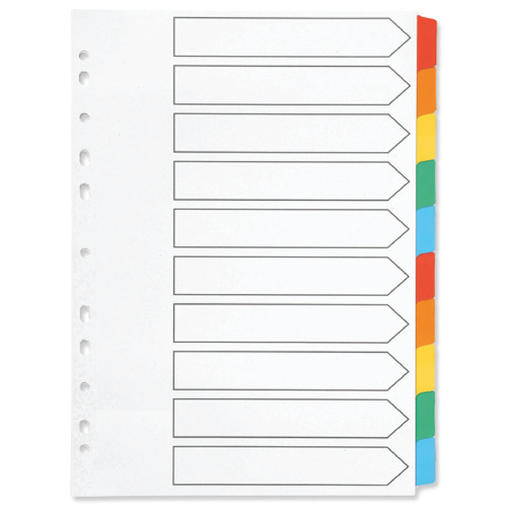 Q-Connect 10-Part Index Multi-punched Reinforced Board Multi-Colour ...