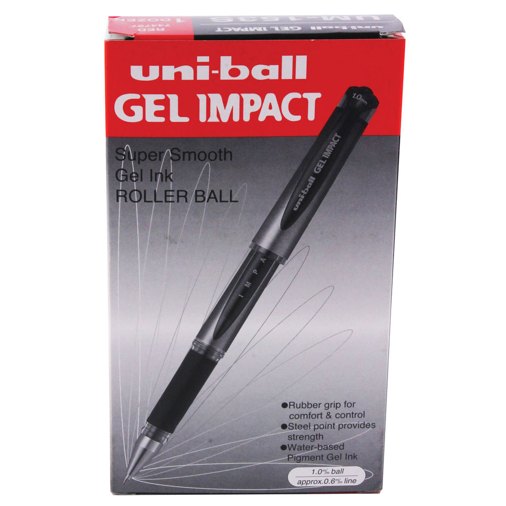 Uni-Ball Gel Impact 1.0mm Red Rollerball Pen (12 Pack) 9006052