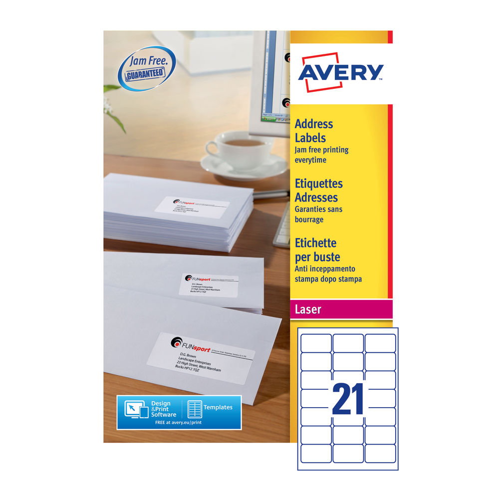 Avery Address Laser Labels (21 Labels Per Sheet) 100 ...