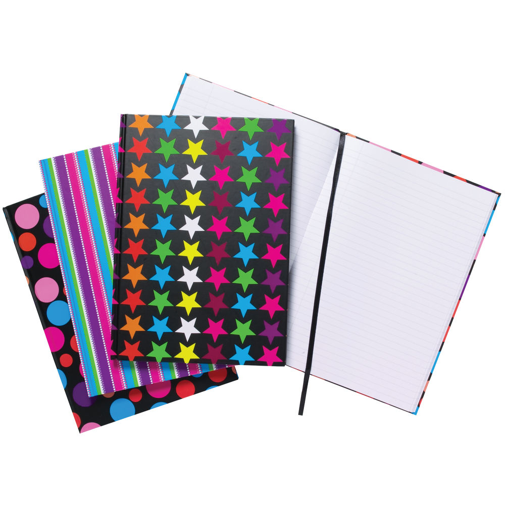 A4 Assorted Fashion Casebound Notebooks, Pack of 5 301650