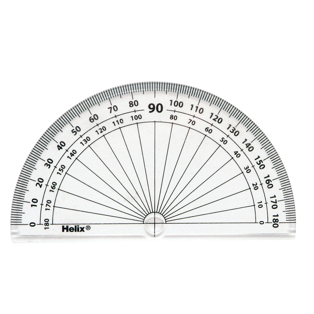 Helix 10cm 180 Degree Protractor Clear (50 Pack) H02040