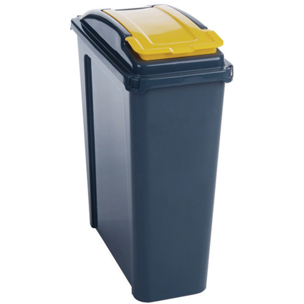 VFM Recycling Bin With Lid 25 Litre Yellow (Dimensions: 190 x 400 x