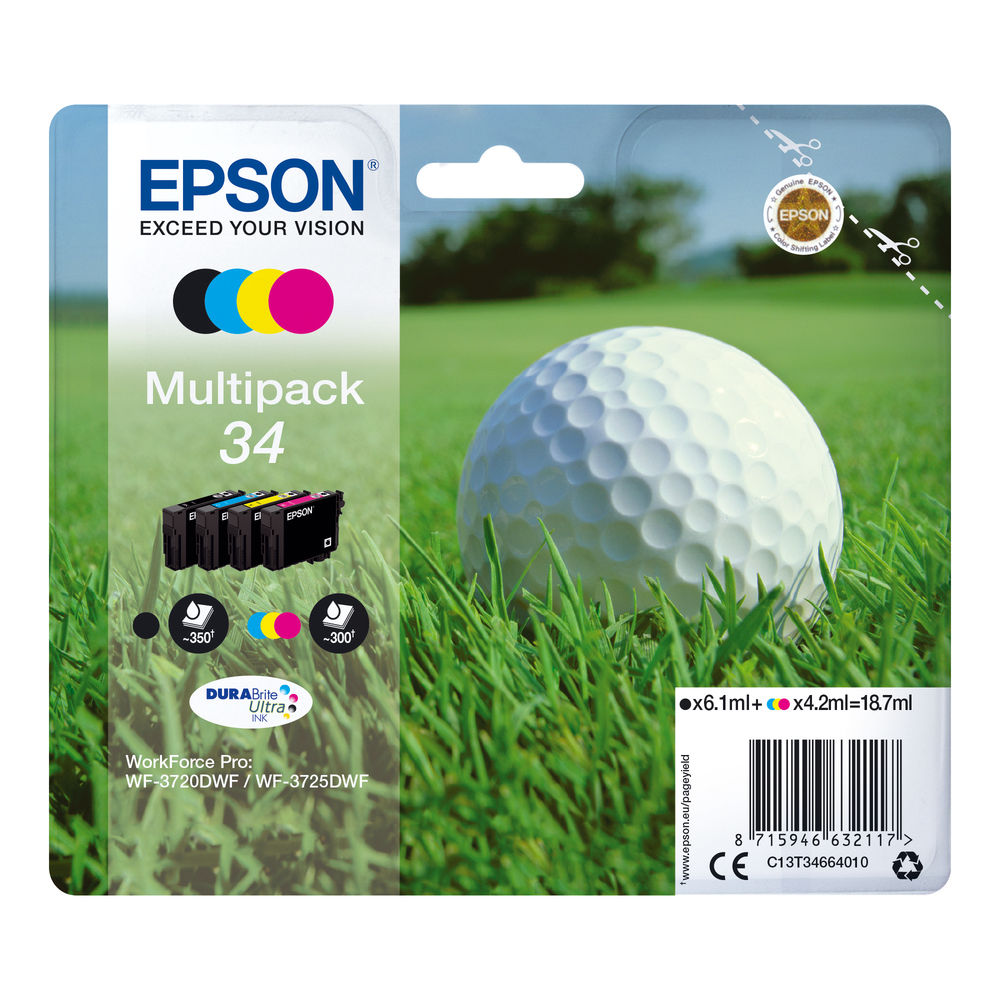 Epson Singlepack 4 Colour 34 DURABrite Ultra Ink C13T34664010