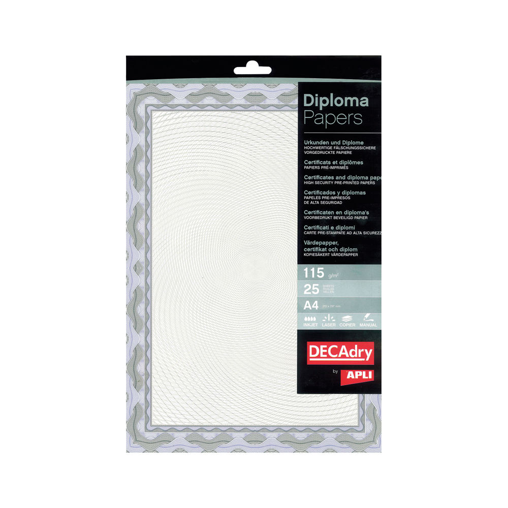 Decadry Border Certificate A4 Paper 115gsm Blue (Pack of 25)