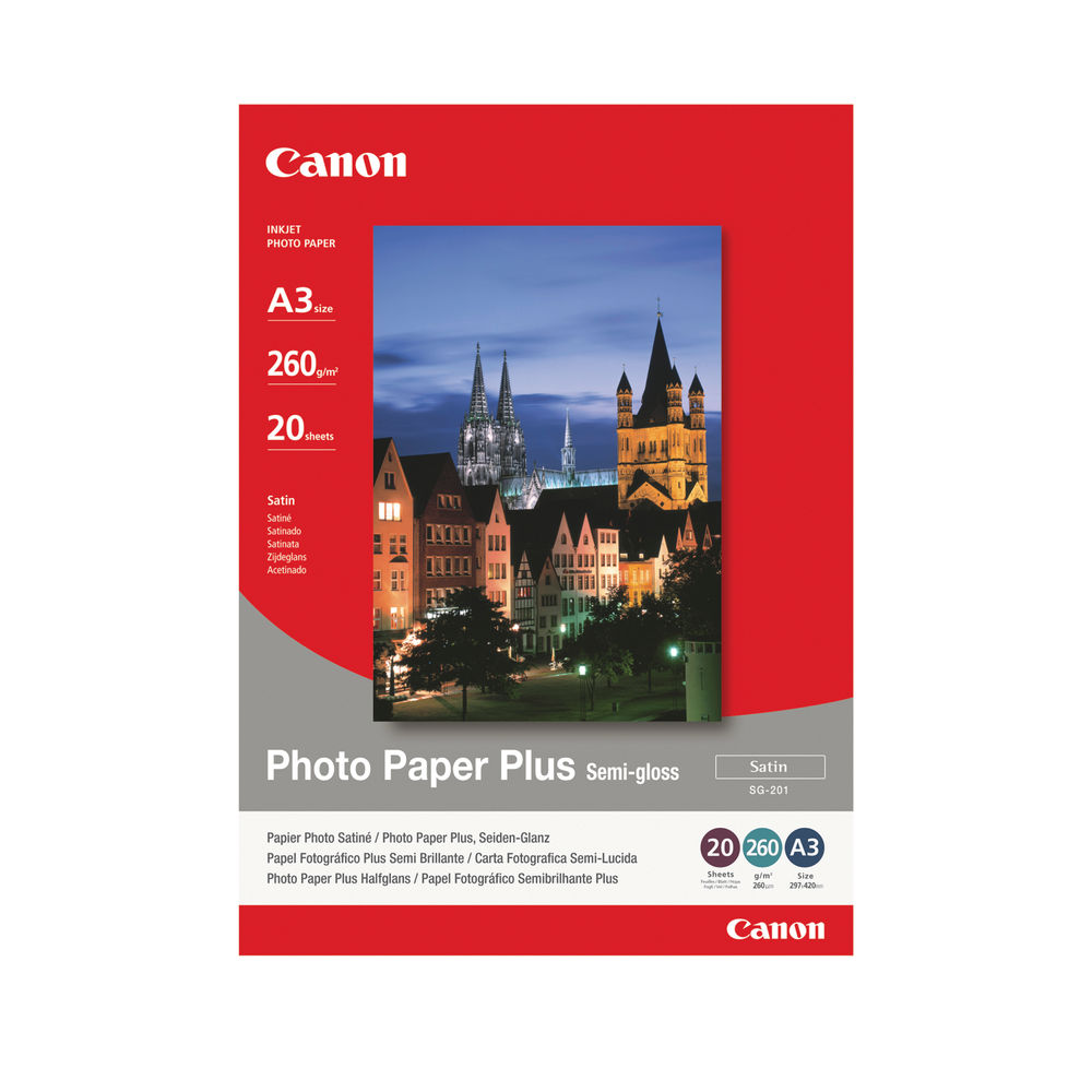 Canon White A3 Semi-Gloss Photo Paper 260gsm (Pack of 20)