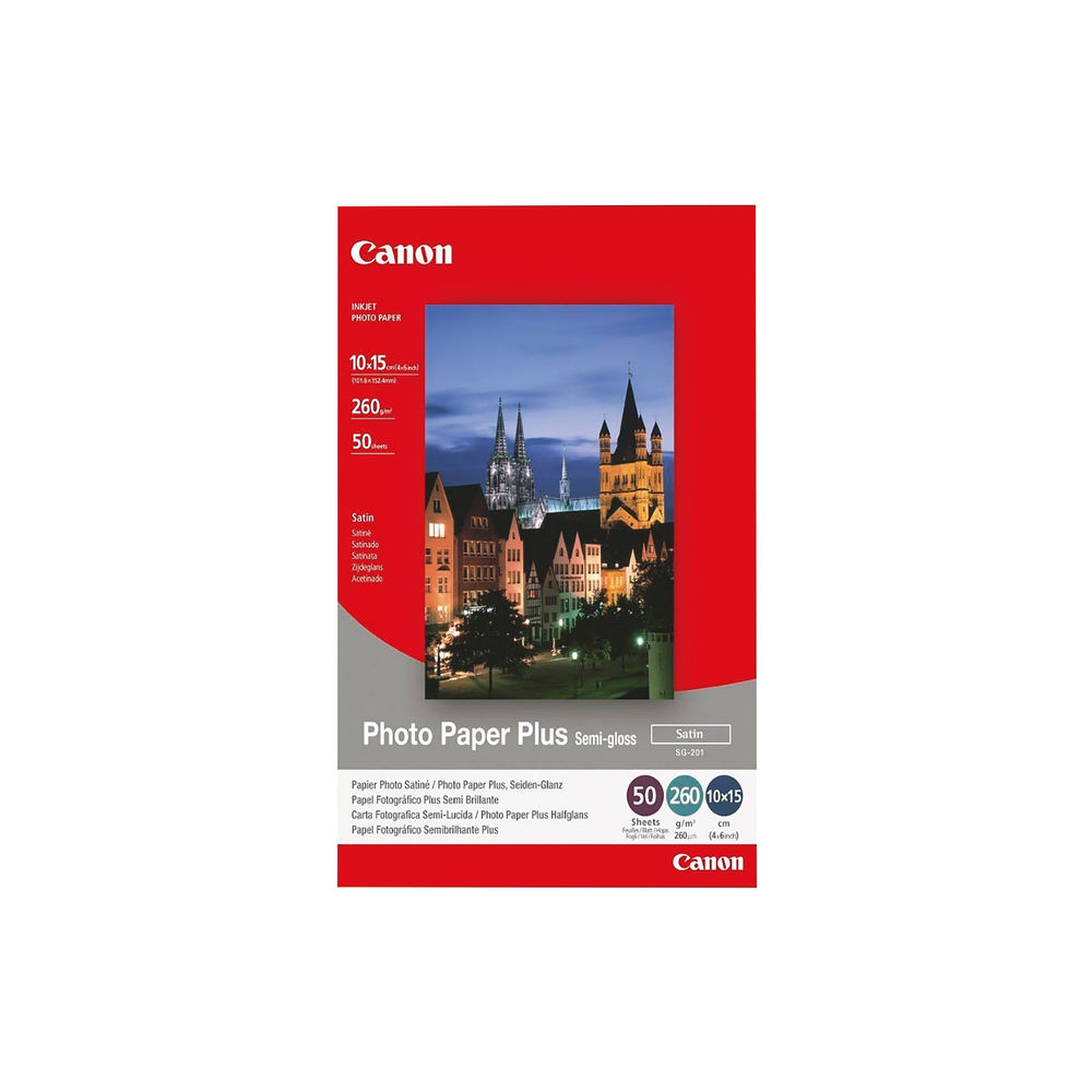 Canon 100x150mm Semi-Gloss Photo Paper, 260gsm, White, 50 Sheets