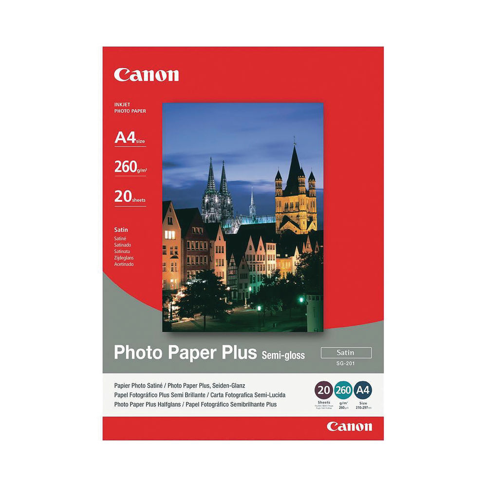 Canon A4 Photo Paper + 260gsm Semi-Gloss (Pack of 20) 1686B021