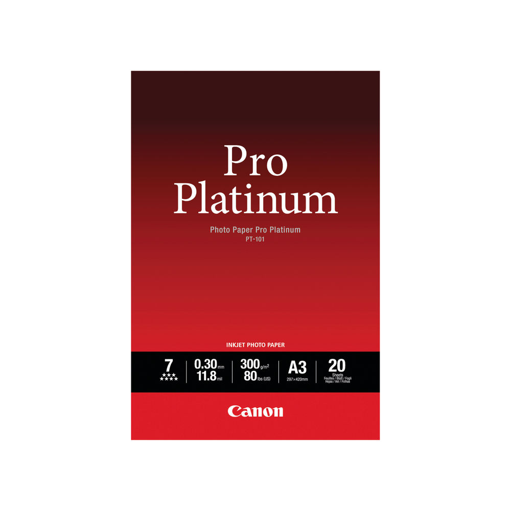 Canon PT-101 Pro A3 Platinum Photo Paper (Pack of 20) 2768B017