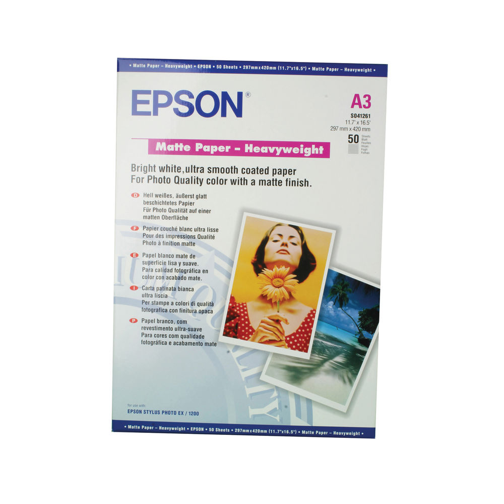 Epson Heavyweight White A3 Matte Photo Paper 167gsm (Pack of 50)