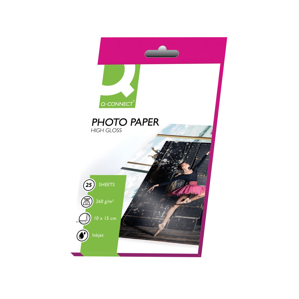 Q-Connect White 10x15cm Glossy Photo Paper 260gsm (Pack of 25) KF01906