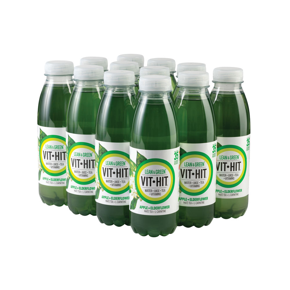 Vit-Hit Lean and Green 500ml Apple/Elderflower Bottle (Pack of 12)