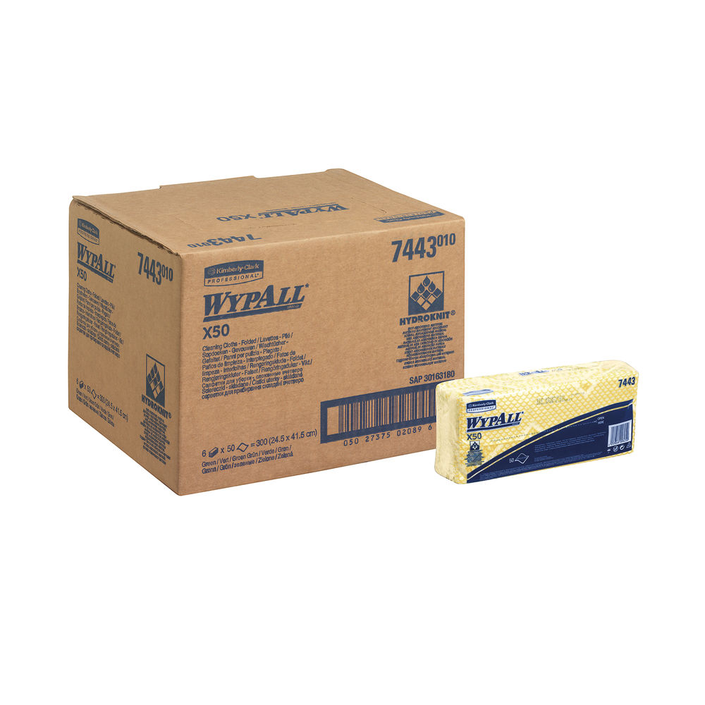 Wypall X50 Yellow Cleaning Cloths (Pack of 50)