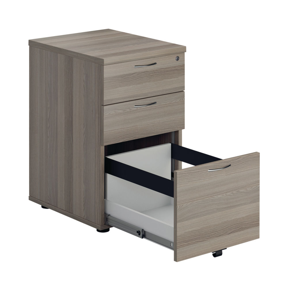 Jemini H690mm Grey Oak 3 Drawer Tall Mobile Pedestal