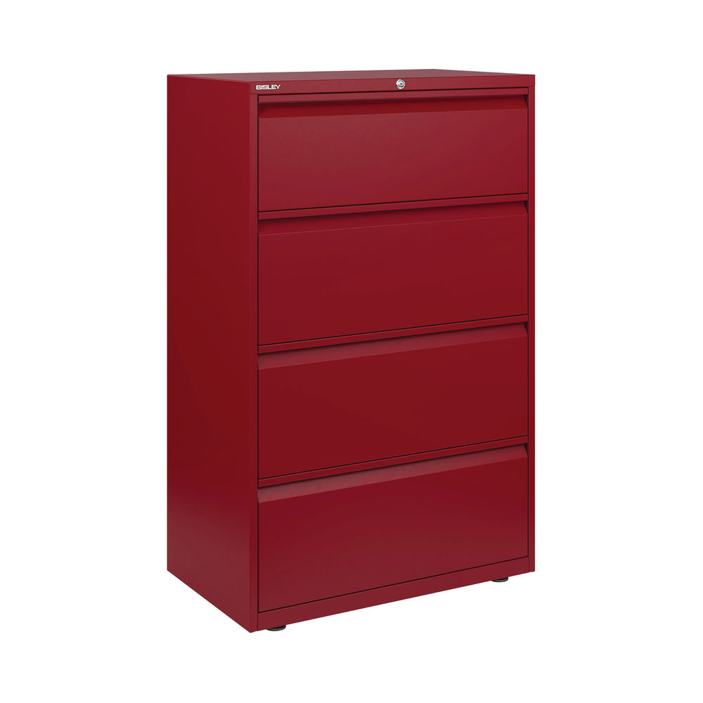 Bisley Essentials 4 Drawer Side Filing Cabinet 800x470mm Cardinal Red