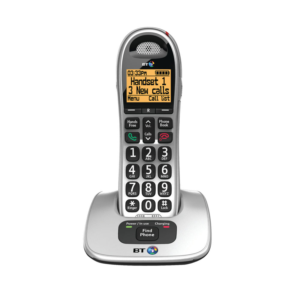 BT Bt4000 Single Big Button DECT Cordless Phone Silver/Black 069264