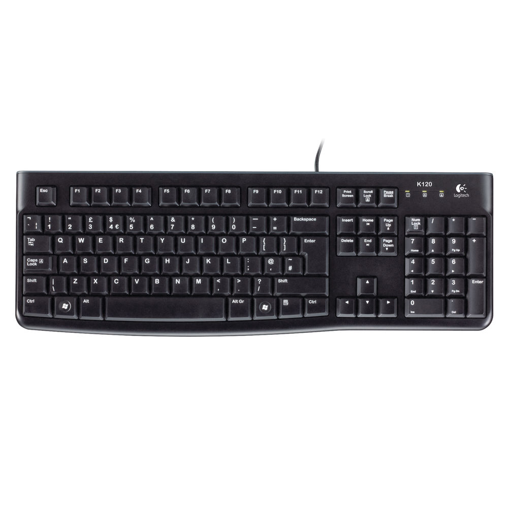 Logitech K120 Business Keyboard Spill Resistant  Low Profile Quiet Keys Black 920-002524