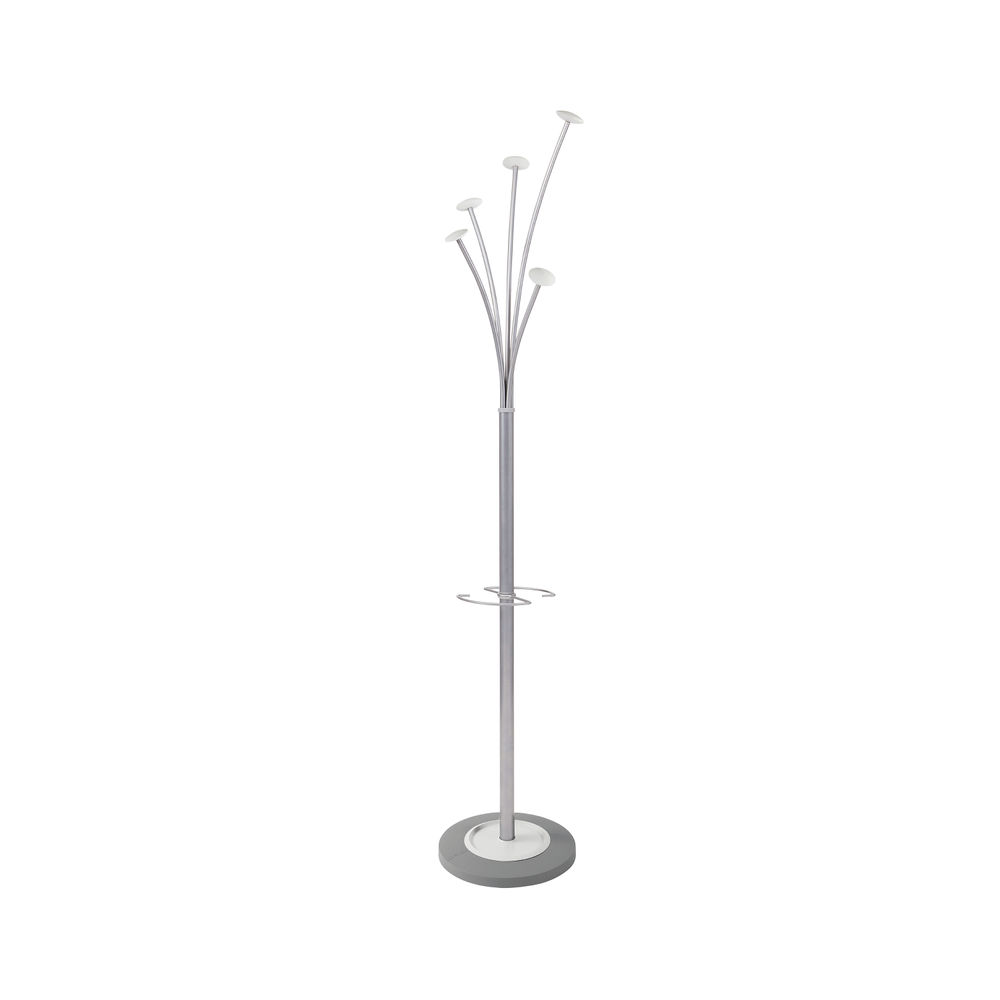 Alba Festival High Capacity Coat Stand with Umbrella Holder 350x350x1870mm Silver/White PMFESTY2BC