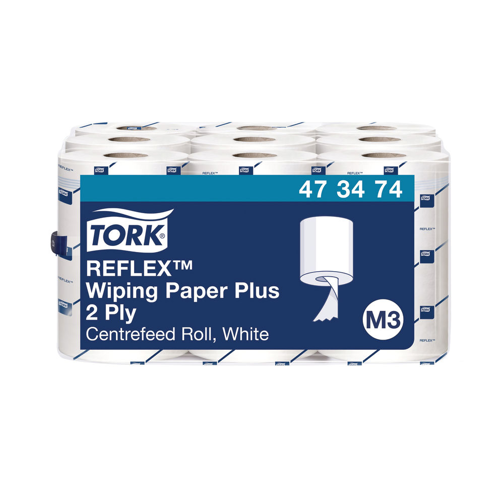 Tork Reflex Multipurpose Wiping Paper Plus 2-Ply 200 Sheets (Pack of 9) 473474