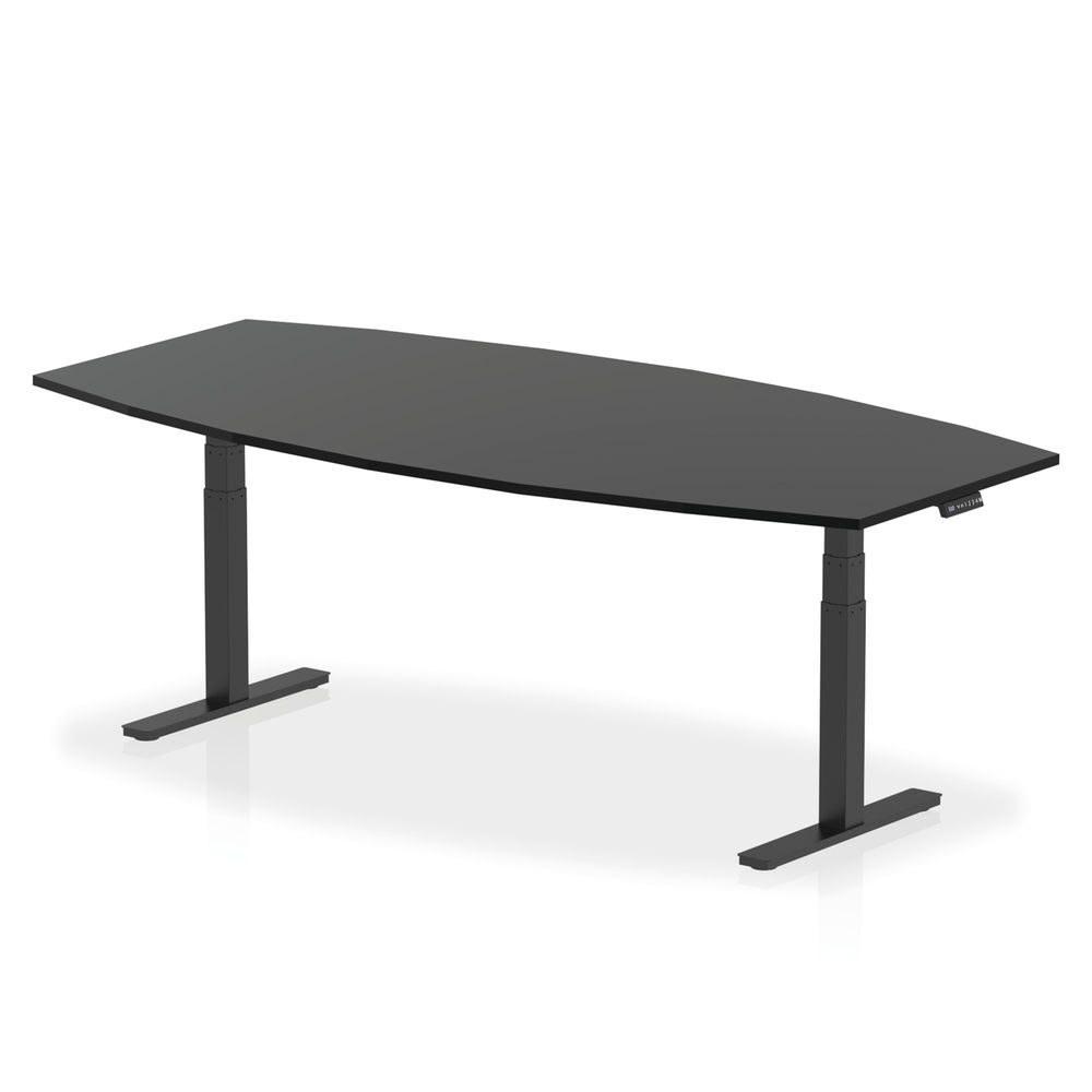 High Gloss Writable Boardroom Table with Height Adjustable Leg 2400mm Black I005791