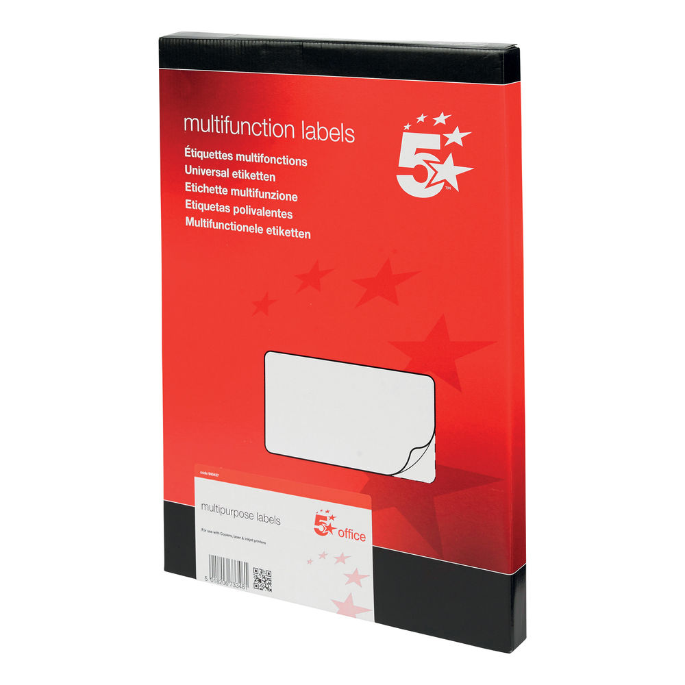 5 Star Multipurpose Labels Laser Copier Inkjet 99x93mm White (Pack of 600)