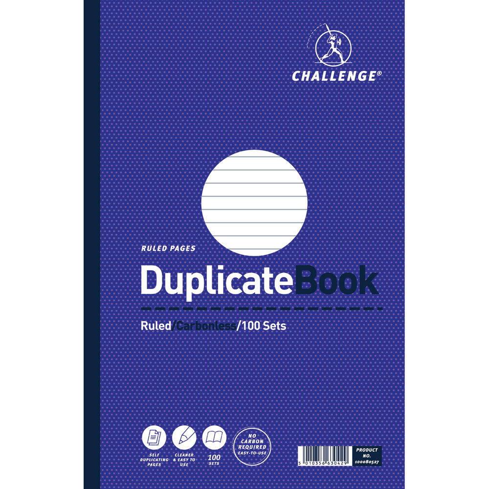 Challenge Ruled Carbonless Duplicate Book 100 Sets 297x195mm (3 Pack