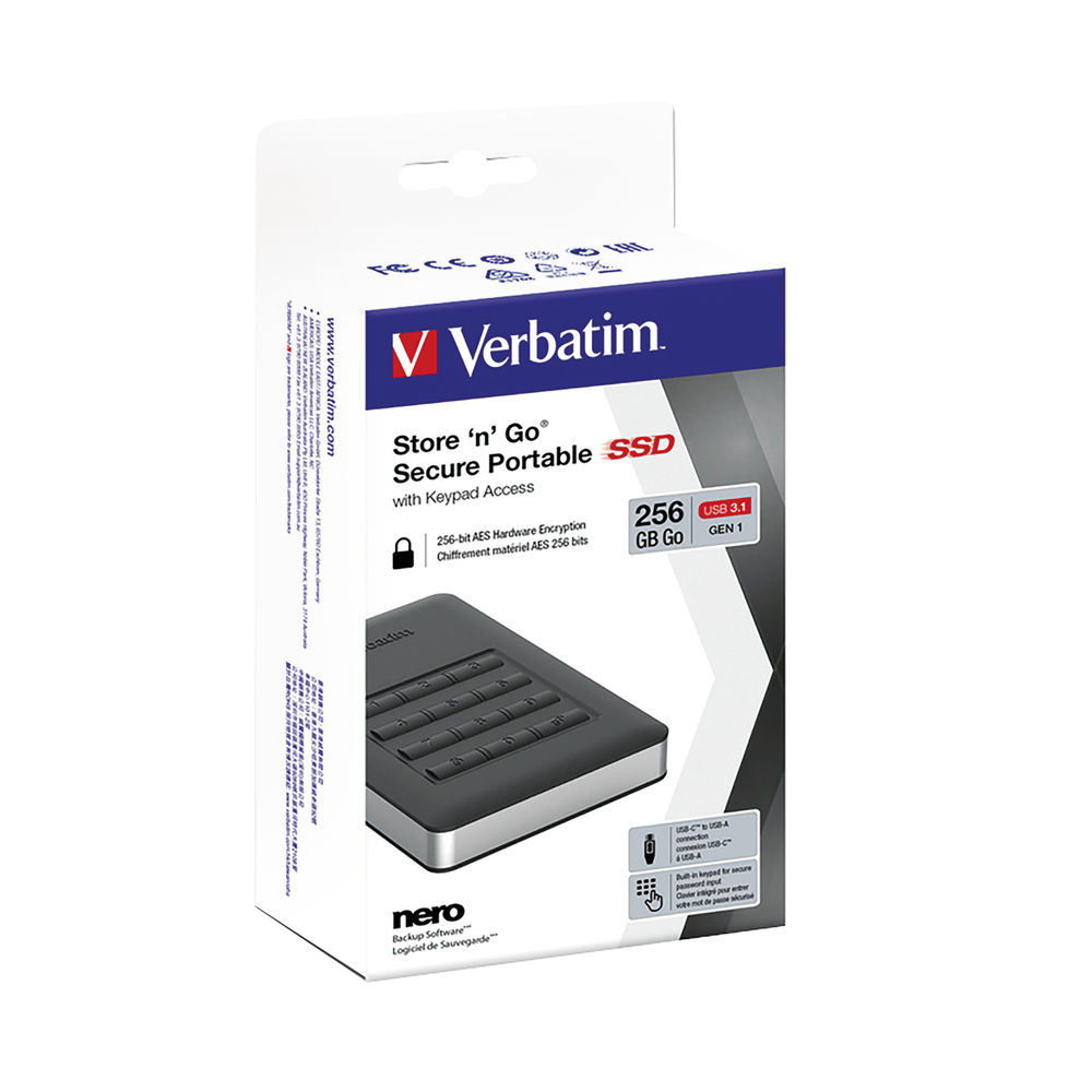 Verbatim Store n Go Secure Portable SSD USB 3.1 256GB