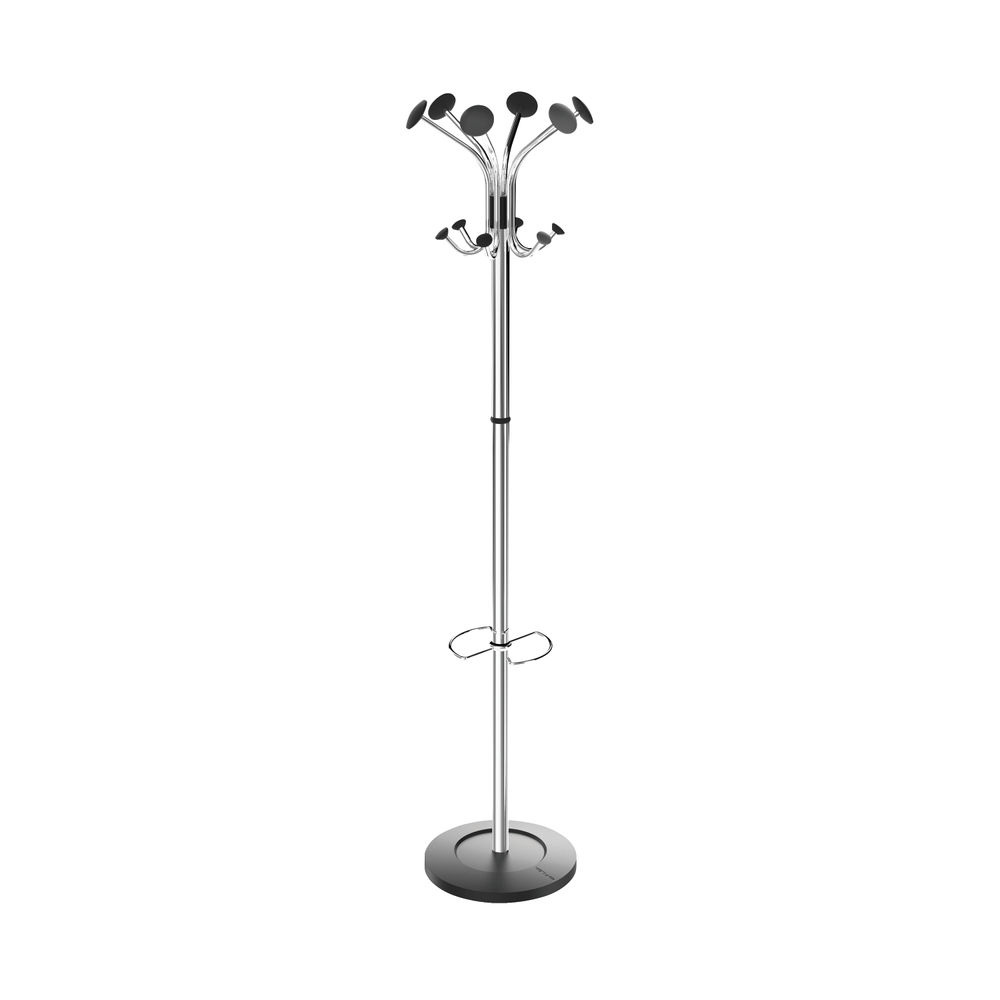 Alba Chromy Coat Stand 350x350x1790mm Chrome/Black PMCLASS