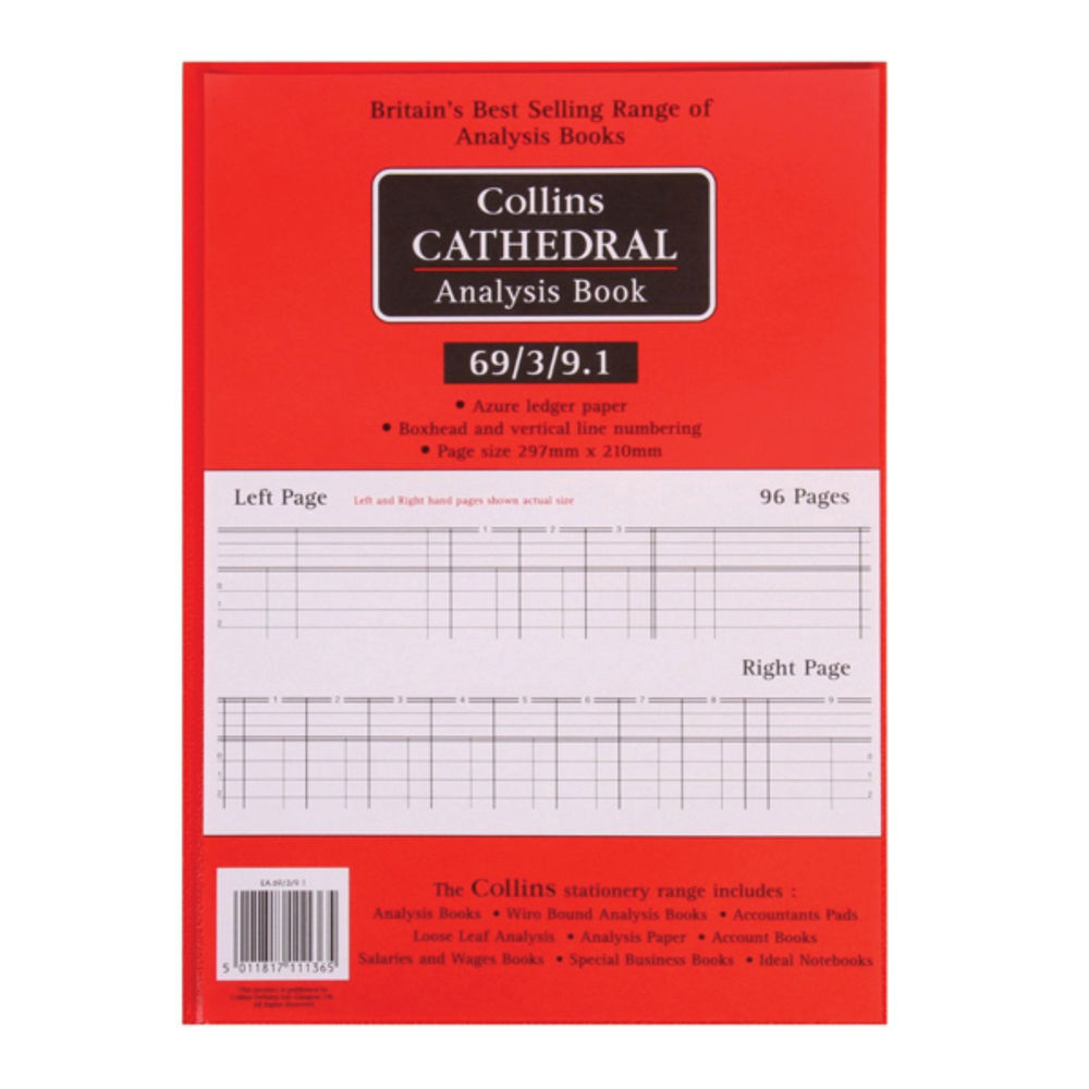 Collins Cathedral Petty Cash Book 3 Debit 9 Credit Columns