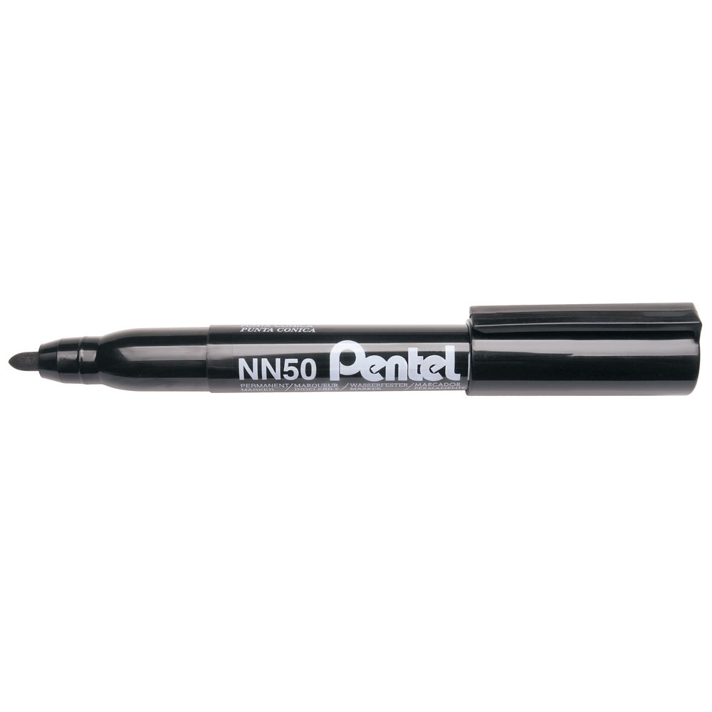 Pentel NN50 Black Bullet Tip Permanent Markers (Pack of 12)