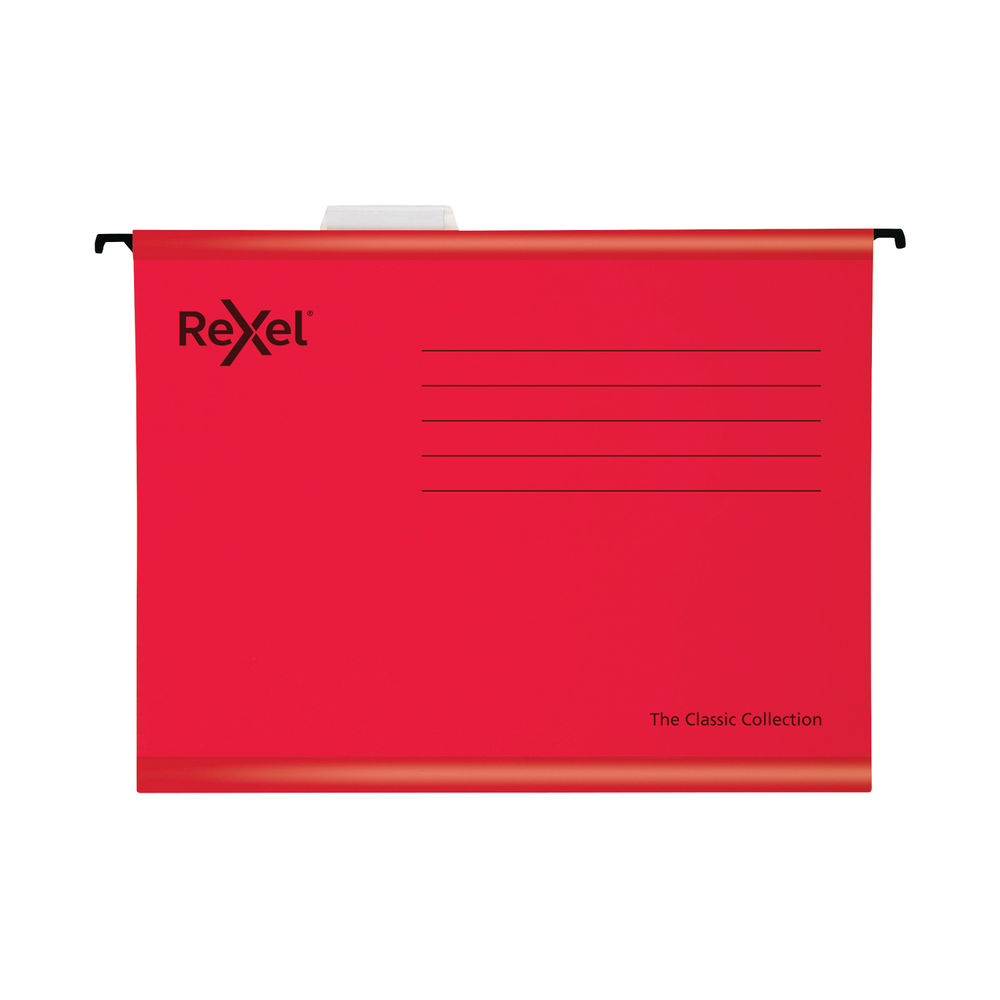 Rexel Classic Foolscap Red Suspension File (Pack of 25)