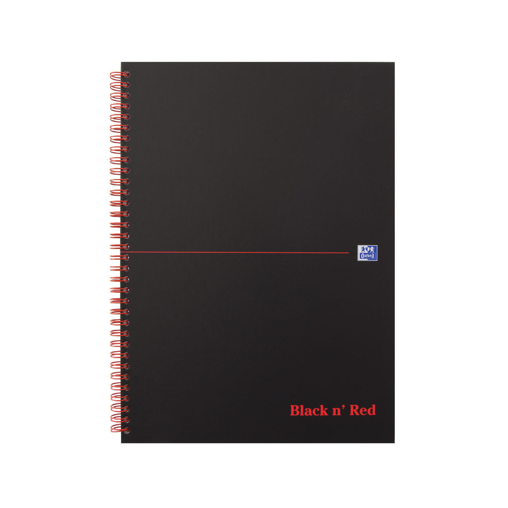 Black n' Red Ruled Wirebound Hardback Notebook 140 Pages A4 (5 Pack) 846354905
