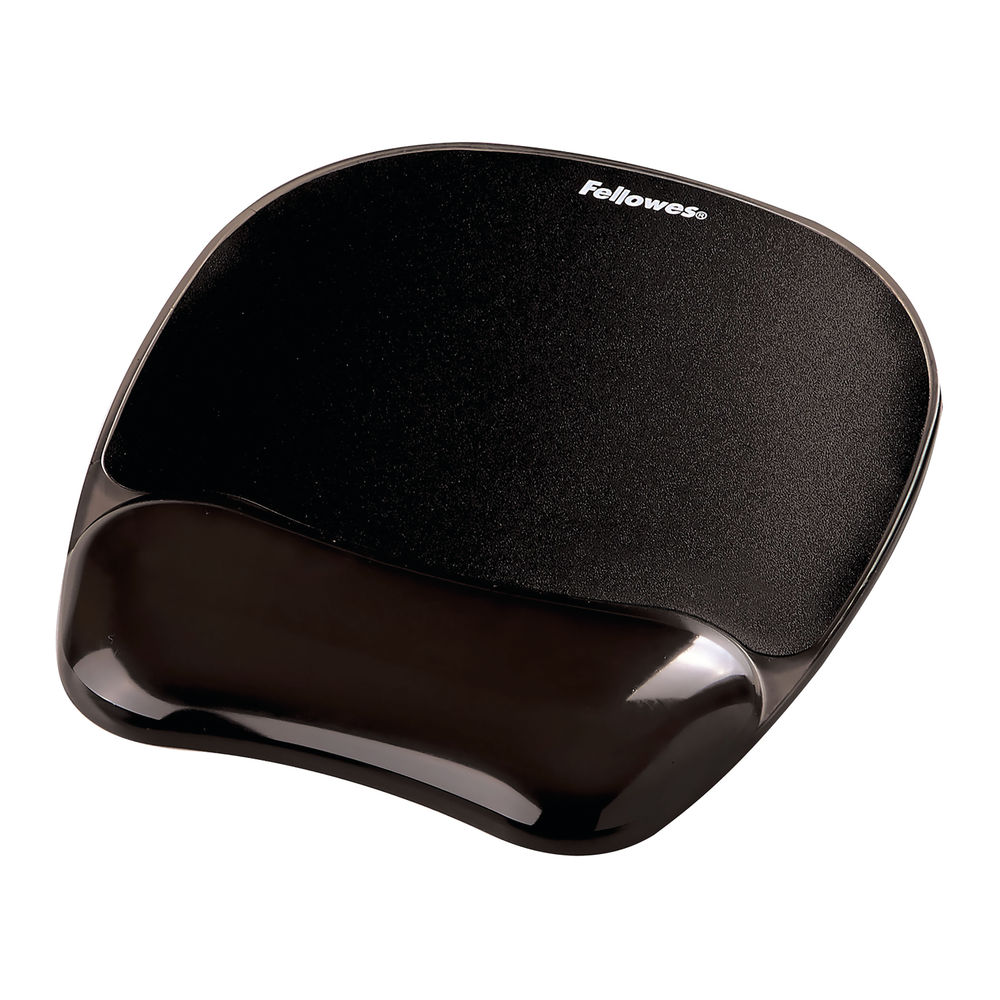 Fellowes Crystal Gel Mouse Pad And Wrist Support Black 9112101