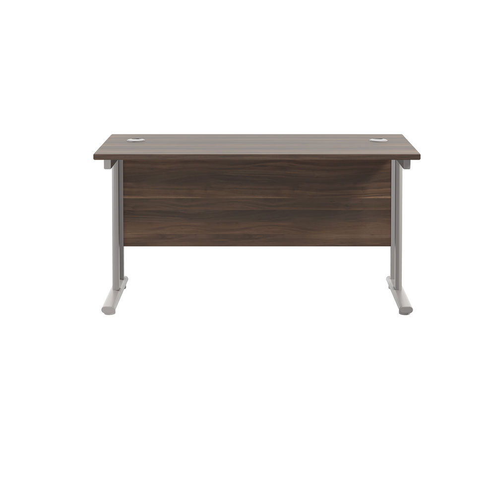 Jemini 1200x600mm Dark Walnut/Silver Rectangular Cantilever Desk