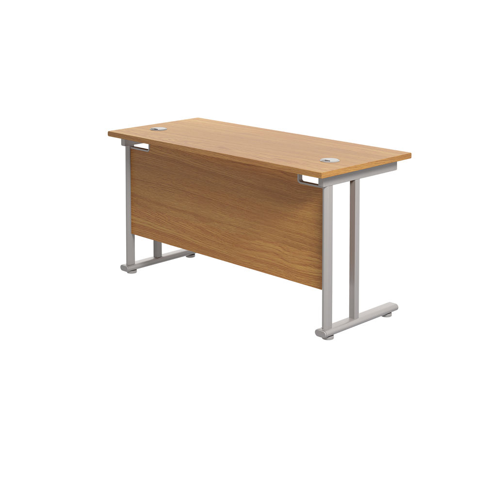 Jemini 1400x600mm Nova Oak/Silver Cantilever Rectangular Desk