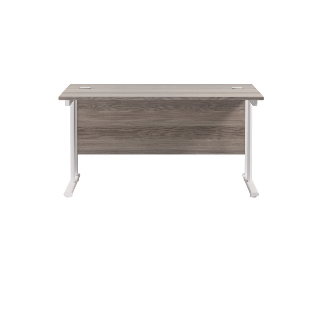 Jemini 1400x600mm Grey Oak/White Cantilever Rectangular Desk