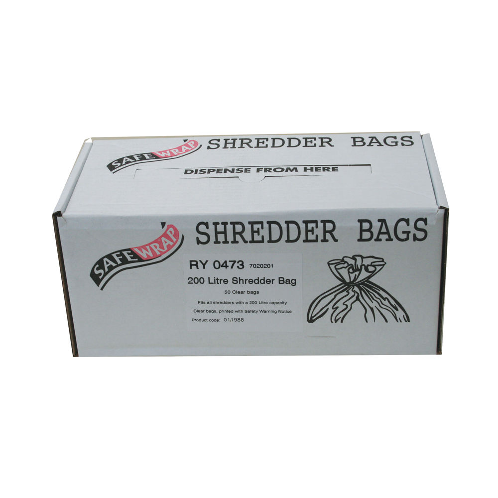 Safewrap Shredder Bag 200 Litre Clear (Pack of 50) RY0473