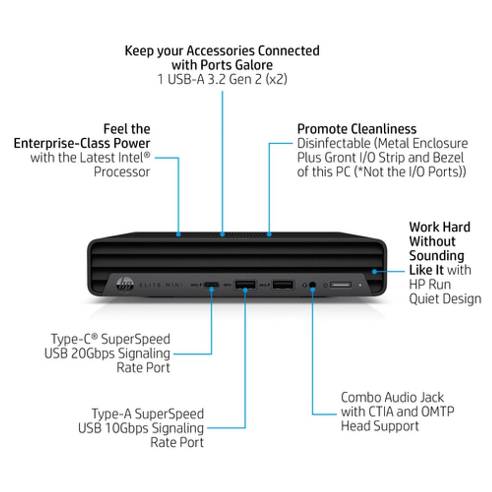 HP 800 G9 i7-12700T Mini PC Windows 11 Pro Black