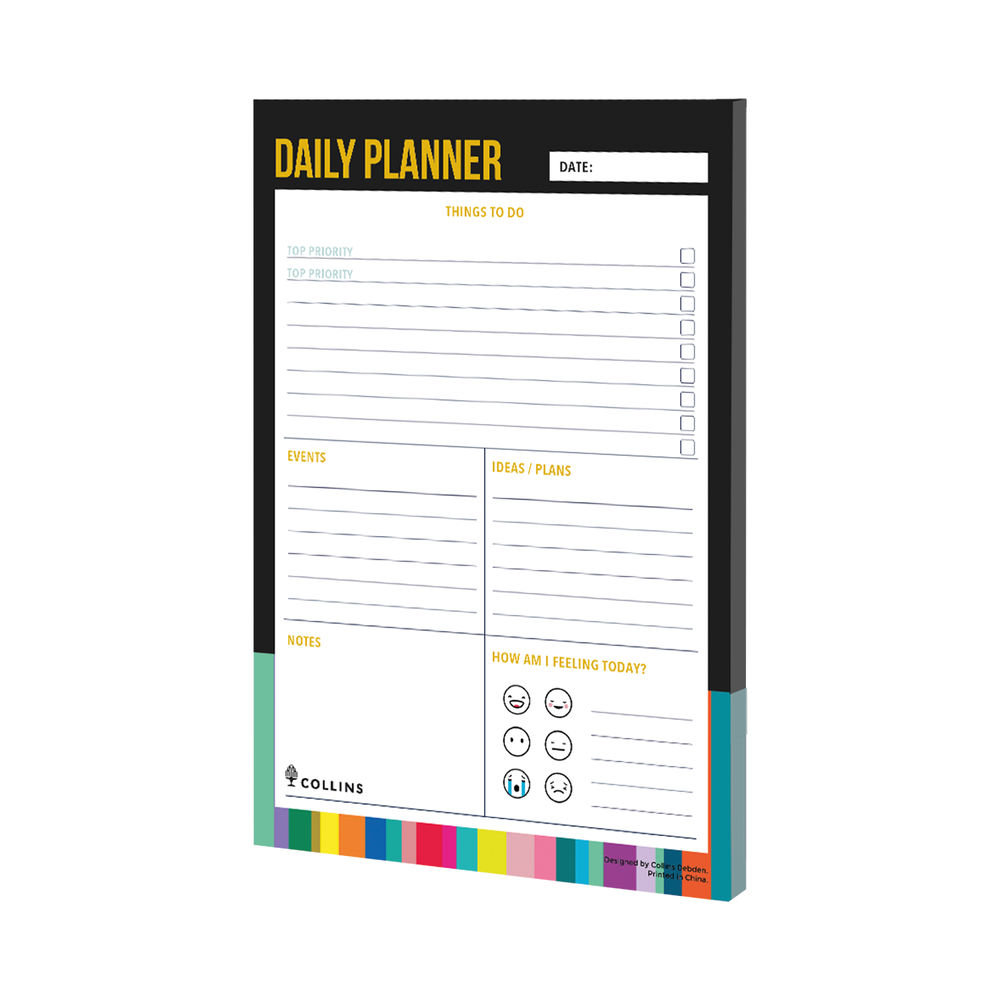 Collins Edge Rainbow Daily Planner Desk Pad 60 Sheets A5