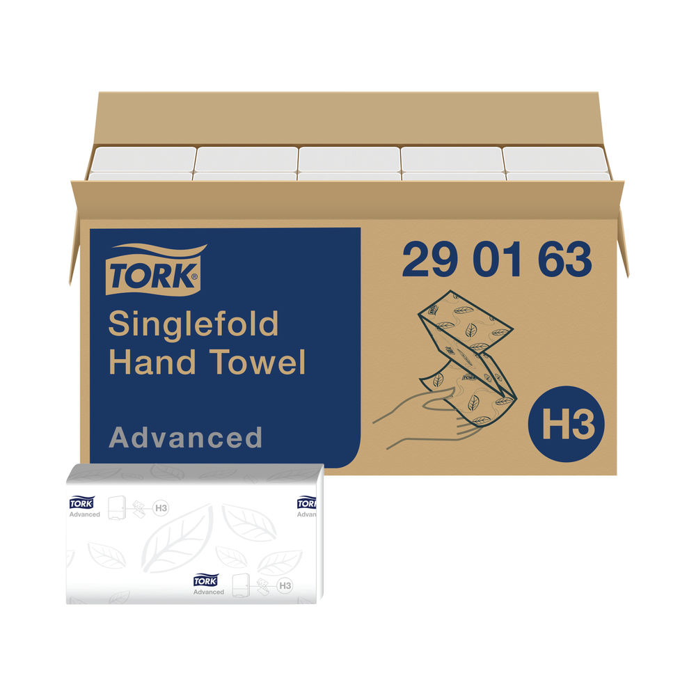 Tork Singlefold Hand Towel H3 White 250 Sheets (Pack of 15) 290163