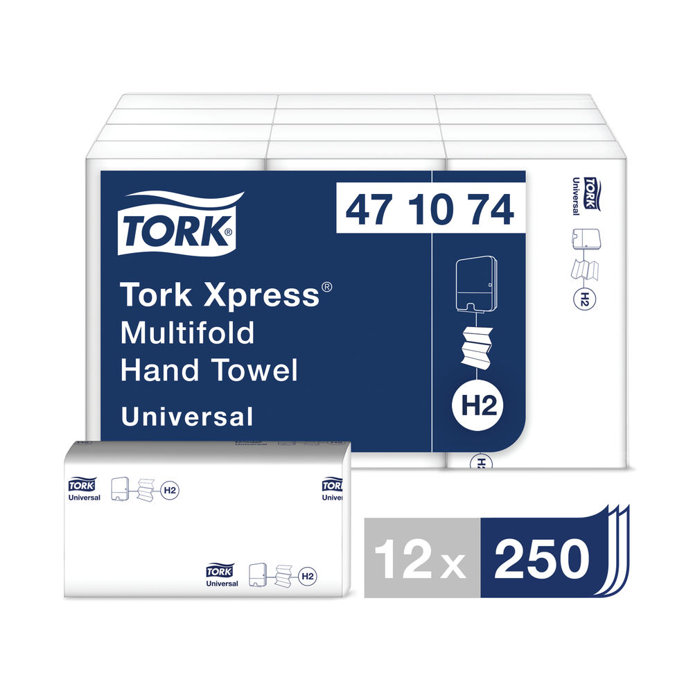 Tork Xpress H2 White 1-Ply Multifold Hand Towels (Pack of 12)