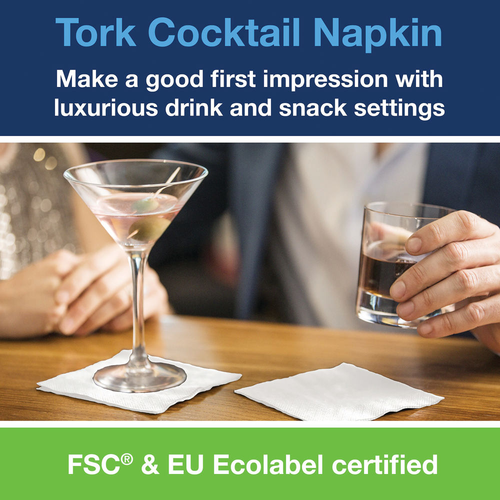 Tork White 2-Ply Cocktail Napkins 240 x 238mm (Pack of 200)