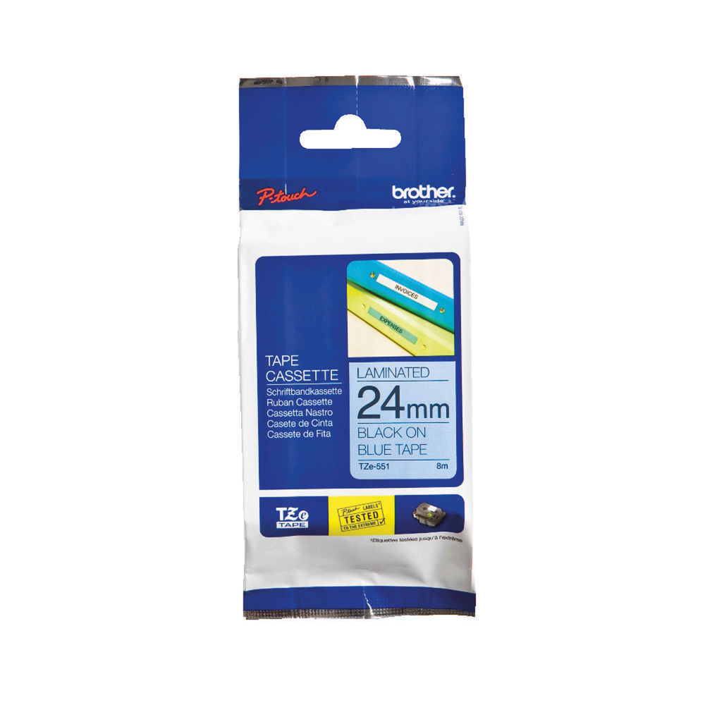 Brother P-Touch 24mm Black on Blue Labelling Tape - TZE551