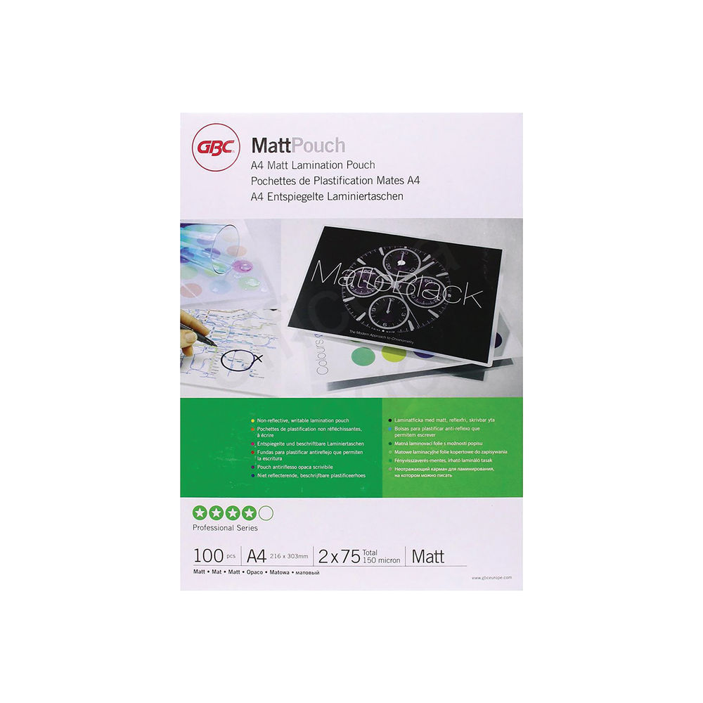 GBC Matt Laminating Pouches A4 150 Micron (Pack of 100) 3747240