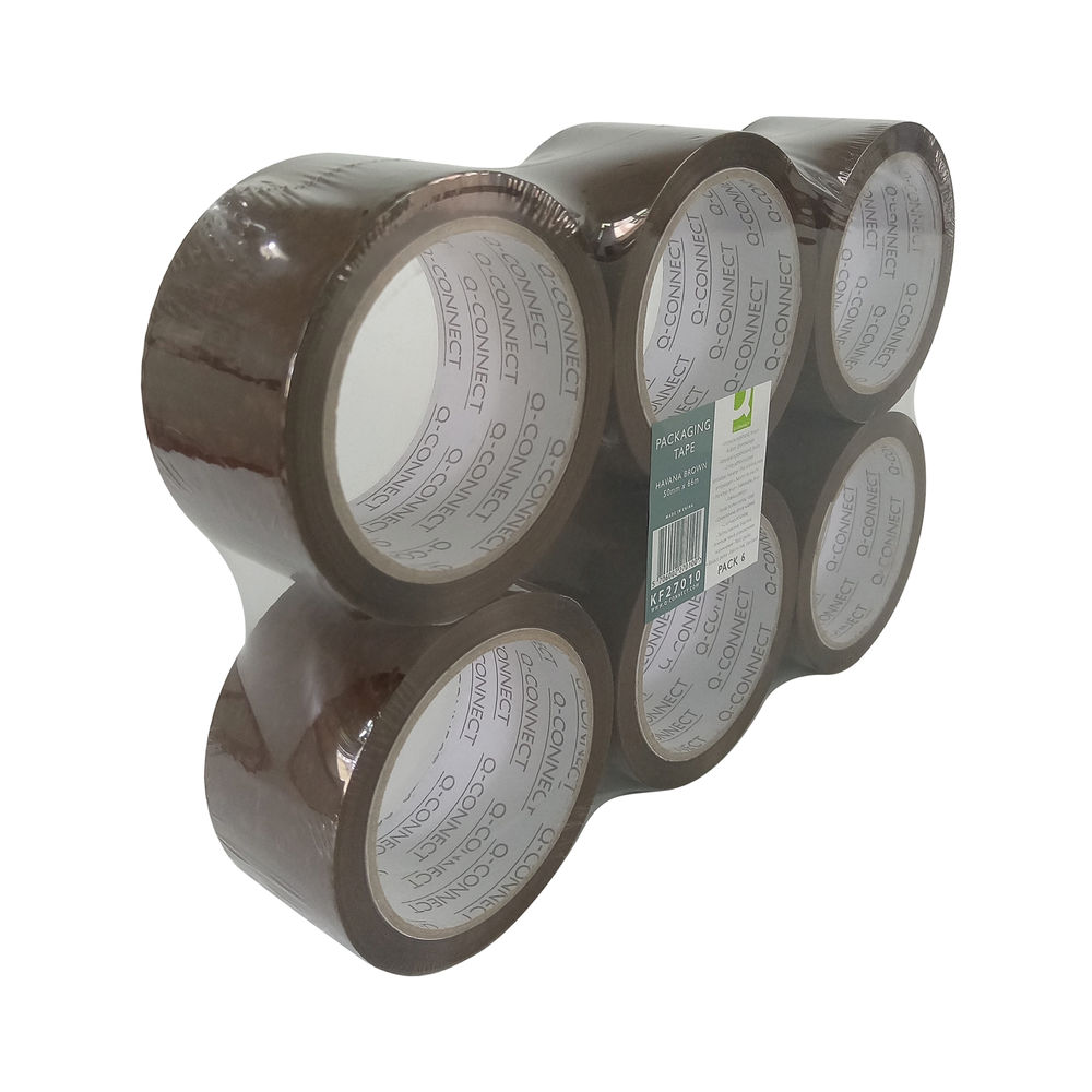 Q-Connect 50mm x 66m Brown Packaging Tape (Pack of 6)