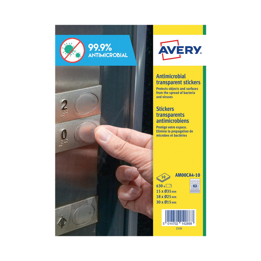 Avery Permanent Assorted Circular Antimicrobial Film Labels (630 Pack) AM00CA4