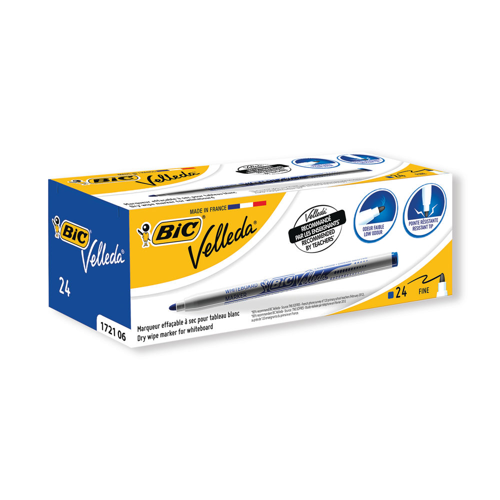 Bic Velleda 1721 Whiteboard Marker Fine Blue (Pack of 24) 841841