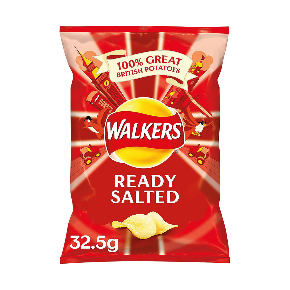 Walkers Ready Salted Crisps 32.5g (Pack of 32)