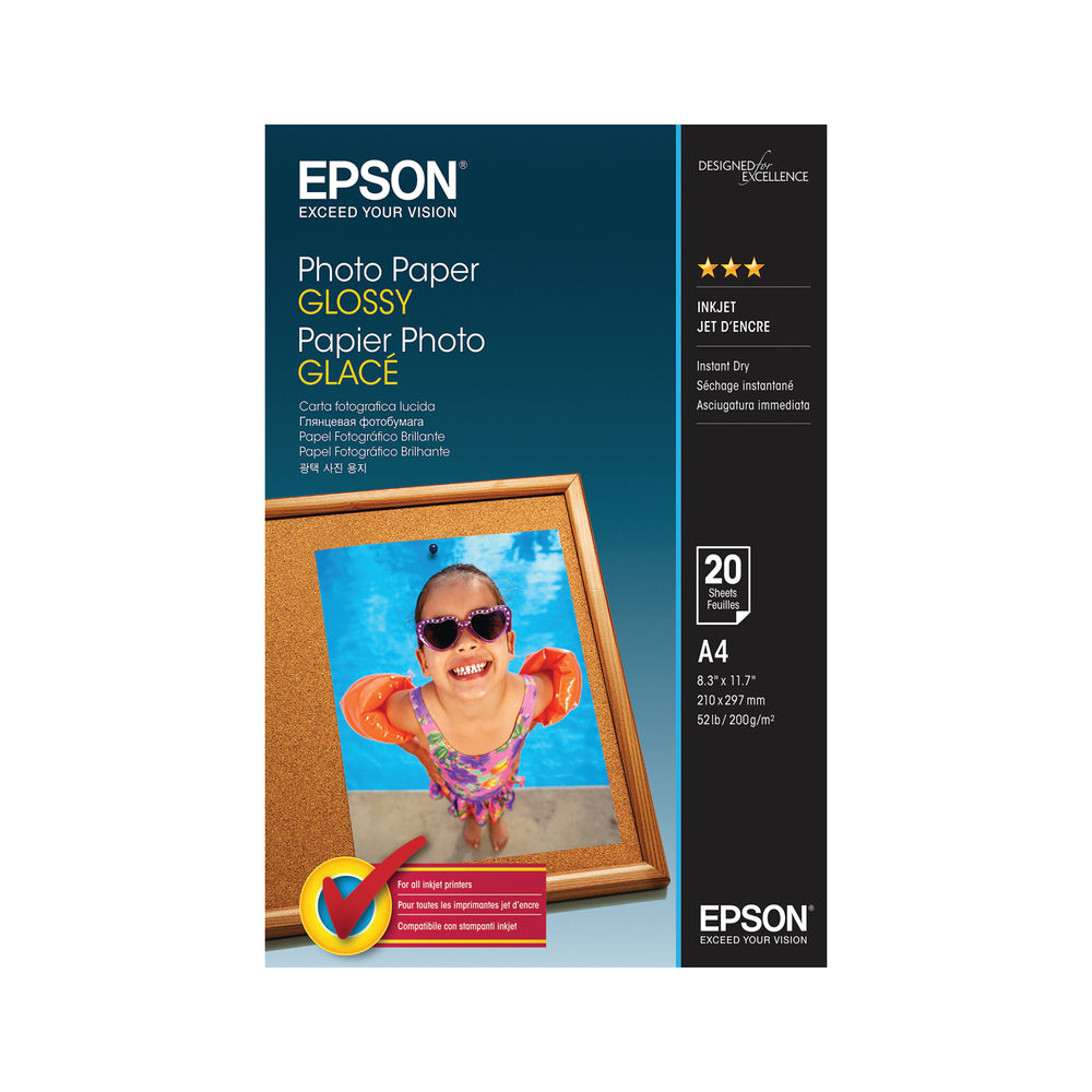 Epson A4 Photo Paper Glossy 200gsm (Pack of 20) C13S042538